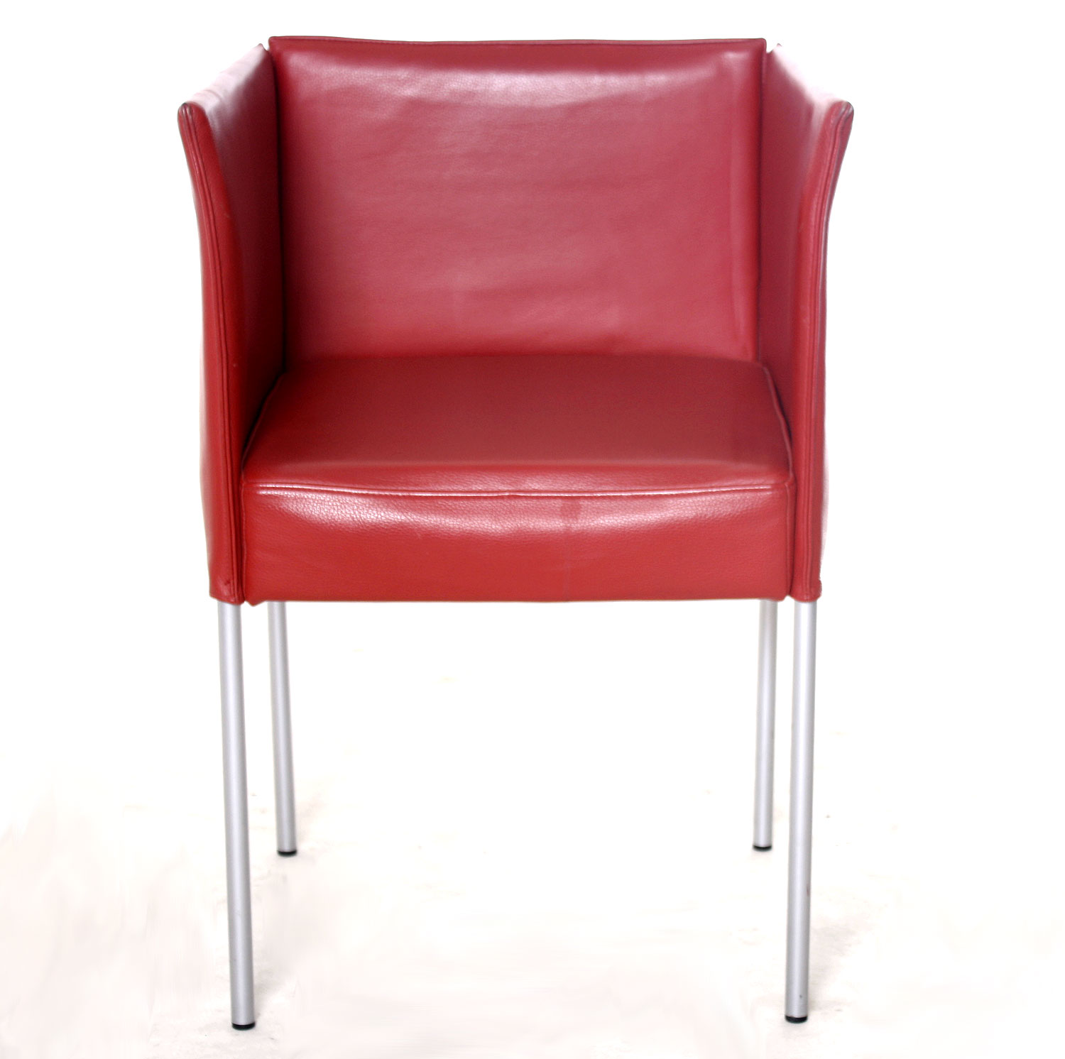 Sessel, Besprechungsstuhl "KFF" Echtleder, rot, gebrauchte Büromöbel