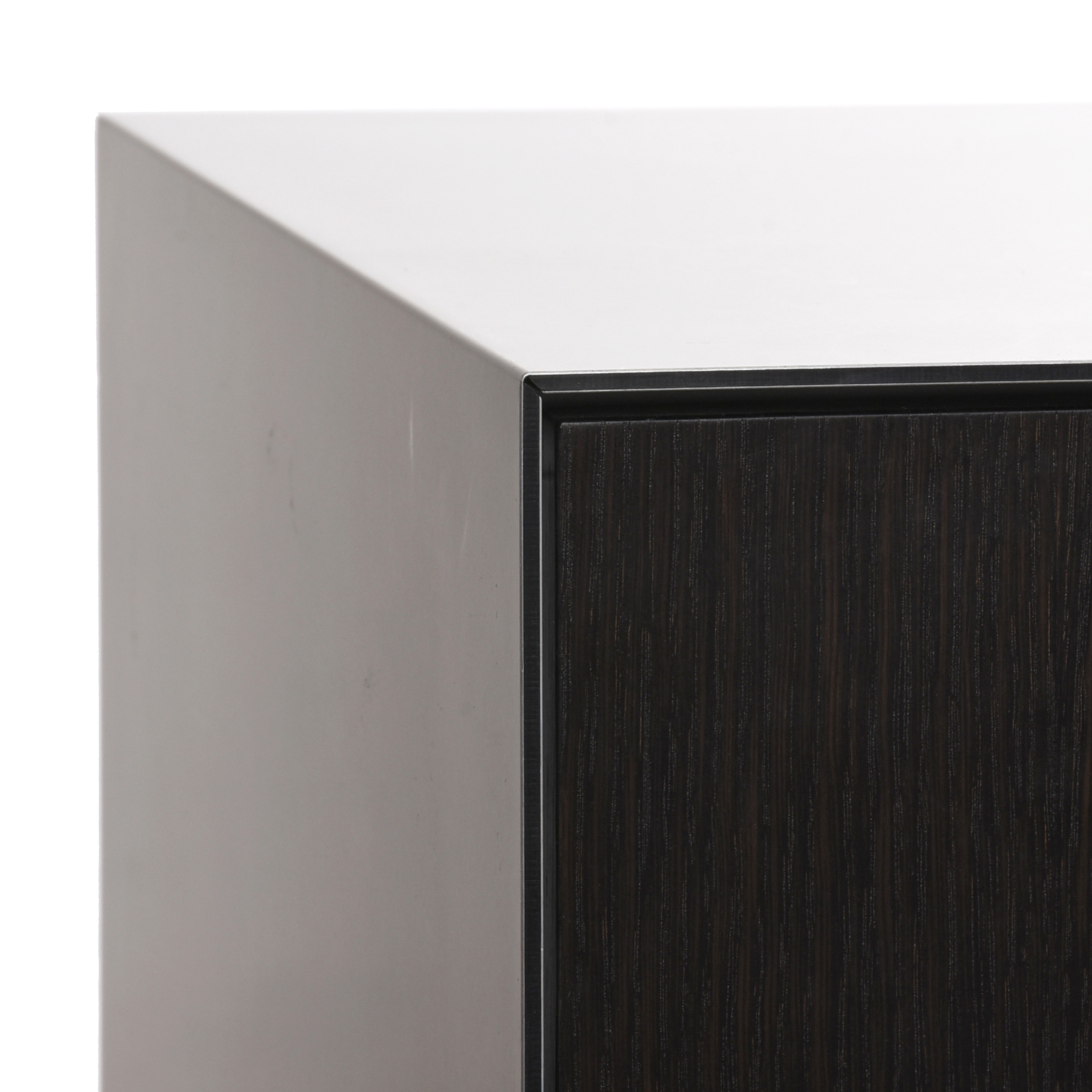 Sideboard, Korpus Metall, Türen & Rücken Holz schwarz, gebraucht